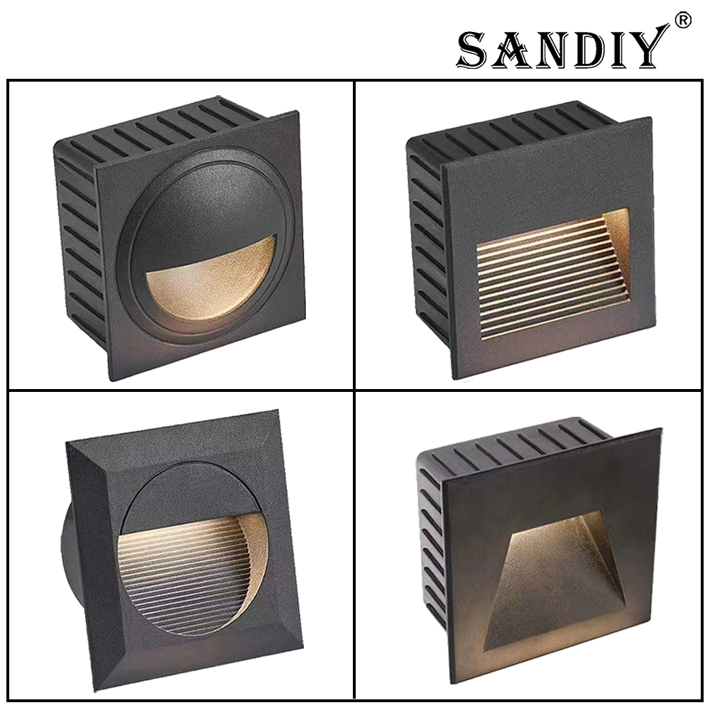 Outdoor Lighting Up And Down - โคมไฟติดผนังภายนอกแบบฝัง SANDIY แรงดันต่ำ รูปทรงสี่เหลี่ยม สำหรับระเบียง แสงสว่างภายนอก