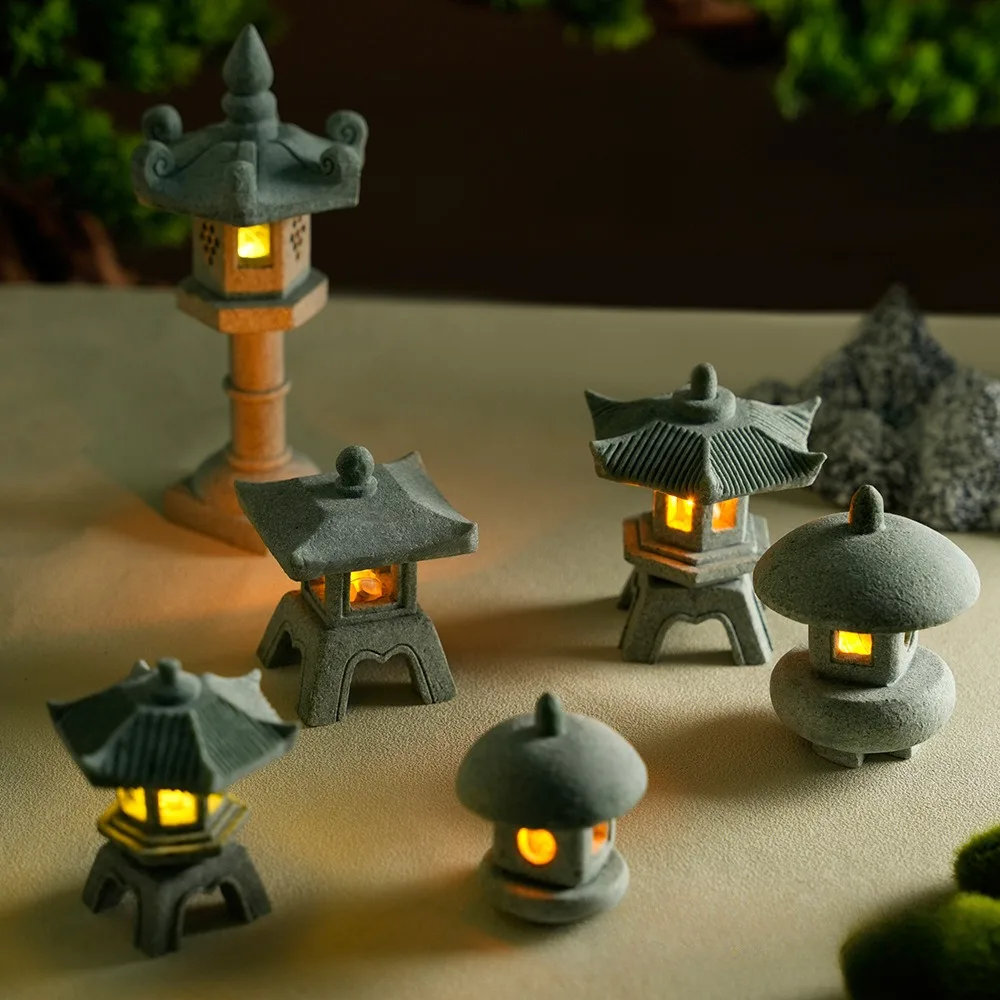 Outdoor Zen Lighting - มินิเจดีย์โคมไฟสวนรูปปั้นภูมิทัศน์ Micro ถังปลา Zen Yard Aquarium