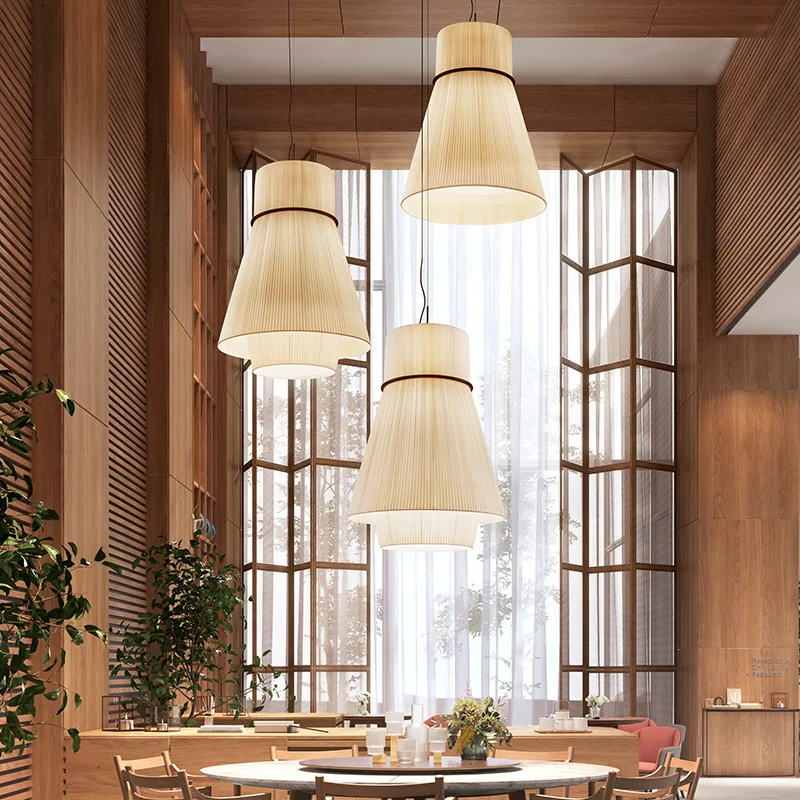 Outdoor Lighting Pendant - Wabi-sabi สไตล์จี้ไฟผ้าโมเดิร์นโคมไฟสําหรับร้านอาหาร Cafe ห้องรับประทานอาหาร Minimalism ผ้า