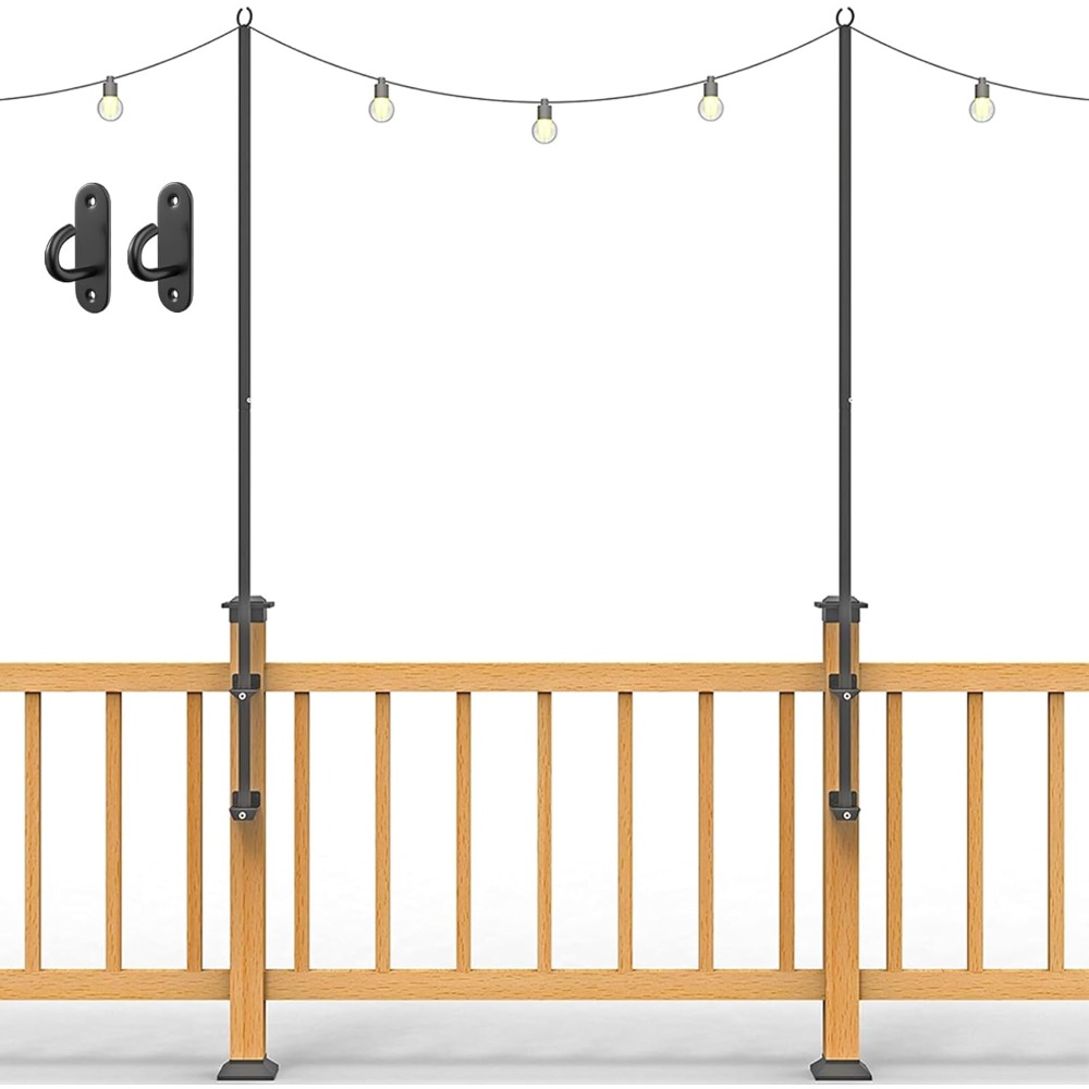 Outdoor Lighting Hooks - เสาไฟสตริง 2 ชิ้น - เสาไฟสแตนเลสสูง 6.5