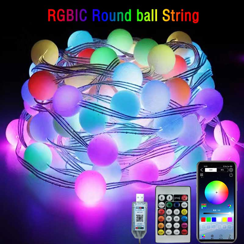 Outdoor Lighting Ideas For Party - RGBIC Round ball 5V USB Bluetooth