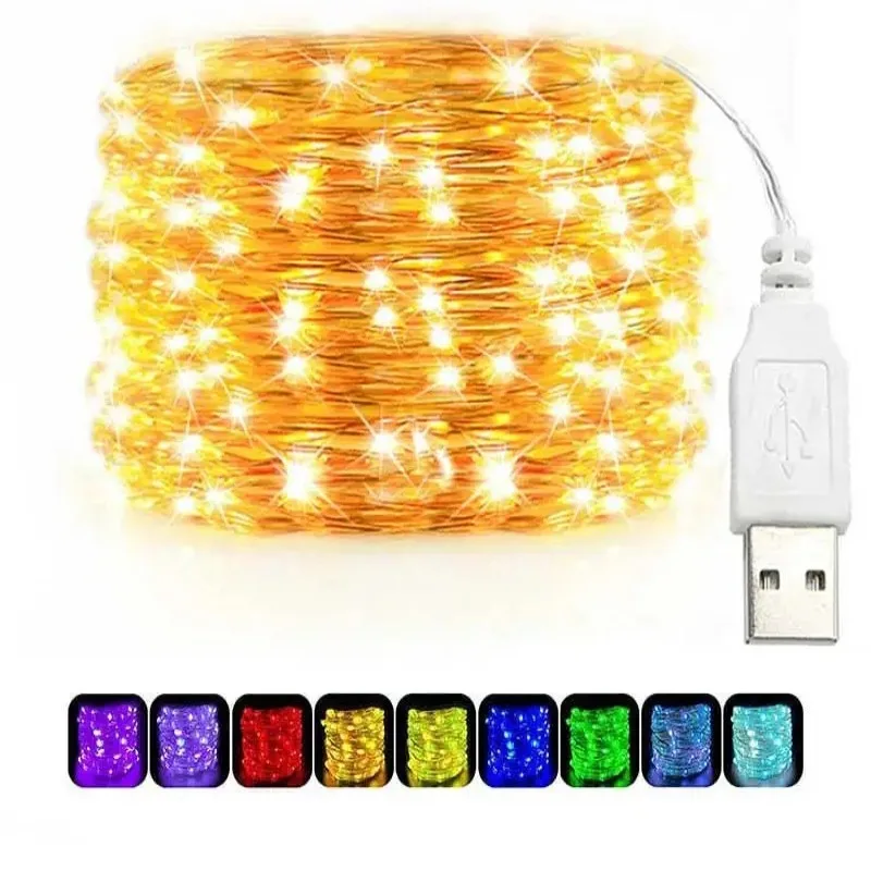 Outdoor Lighting Ideas For Party - USB ไฟ LED String ทองแดงลวดเงิน Garland