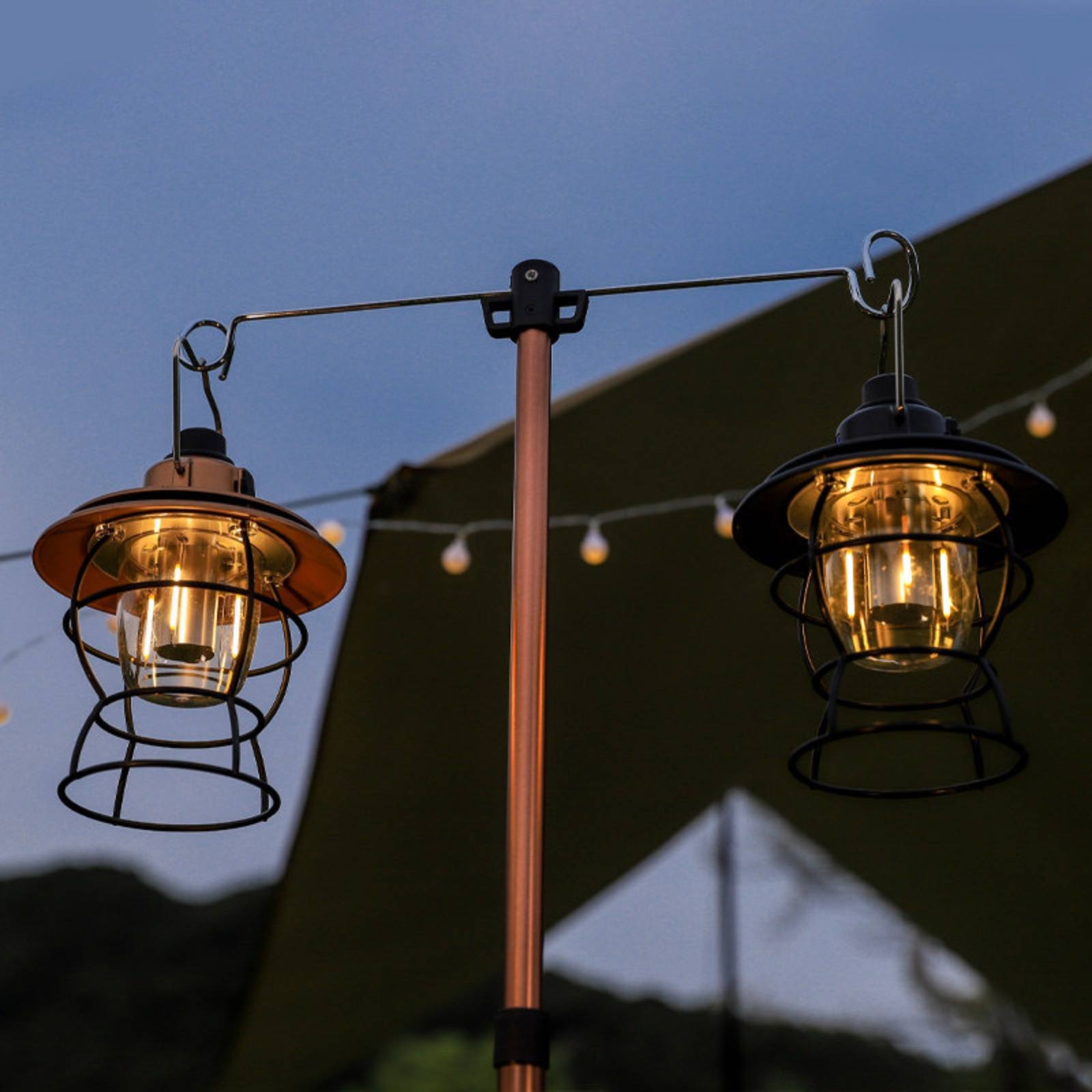 Outdoor Lighting Hooks - ขาตั้งกล้องพร้อมตะขอ ขาตั้งโคมไฟแบบยืดหดได้ ปรับระดับได้ น้ำหนักเบา สำหรับนักตั้งแคมป์