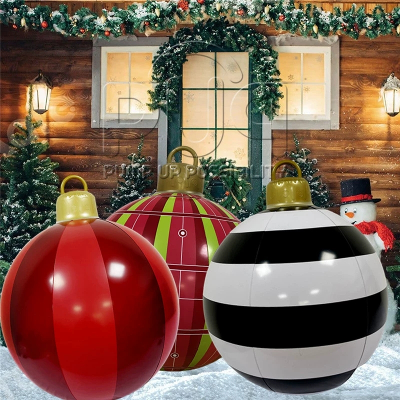 Xmas Outdoor Lighting Decorations - ลูกบอลตกแต่งคริสต์มาสกลางแจ้งขนาด 60 ซม. ทำจาก PVC ขนาดใหญ่พิเศษ
