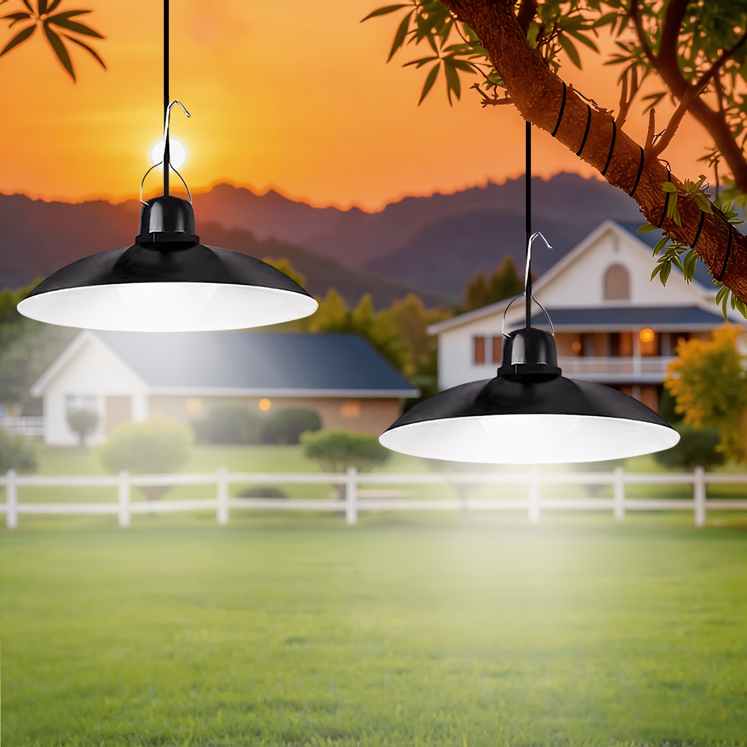 Outdoor Lighting Pendant - โคมไฟโซลาร์เซลล์แบบแขวน 1 ชิ้น ไฟ LED สำหรับภายนอกอาคาร
