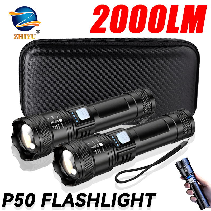 Outdoor Lighting Ideas For Party - ไฟฉาย LED ยุทธวิธี 2000LM ชาร์จผ่าน USB