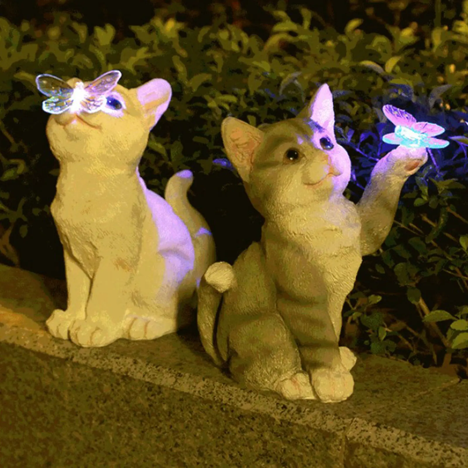 Outdoor Lighting Pendant - กลางแจ้งแมวประติมากรรมFigurineจี้สวนไฟLEDพลังงานแสงอาทิตย์น่ารักแมวสัตว์รูปปั้นประติมากรรมสําหรับภูมิทัศน์Yard