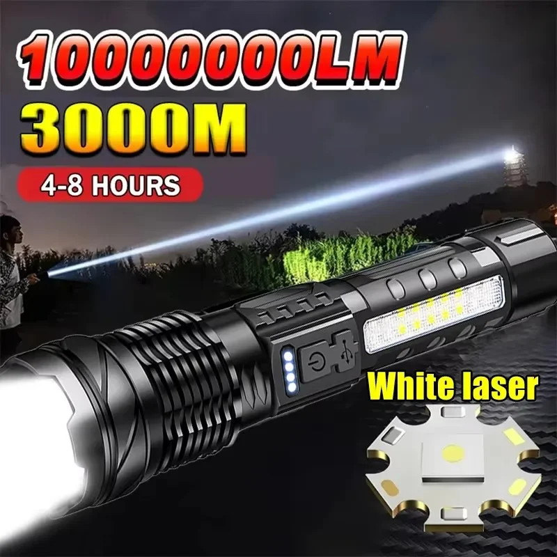 Outdoor Lighting Lowes - ไฟฉาย LED กำลังสูง พร้อมหน้าจอแสดงสถานะแบตเตอรี่ ชาร์จผ่าน USB
