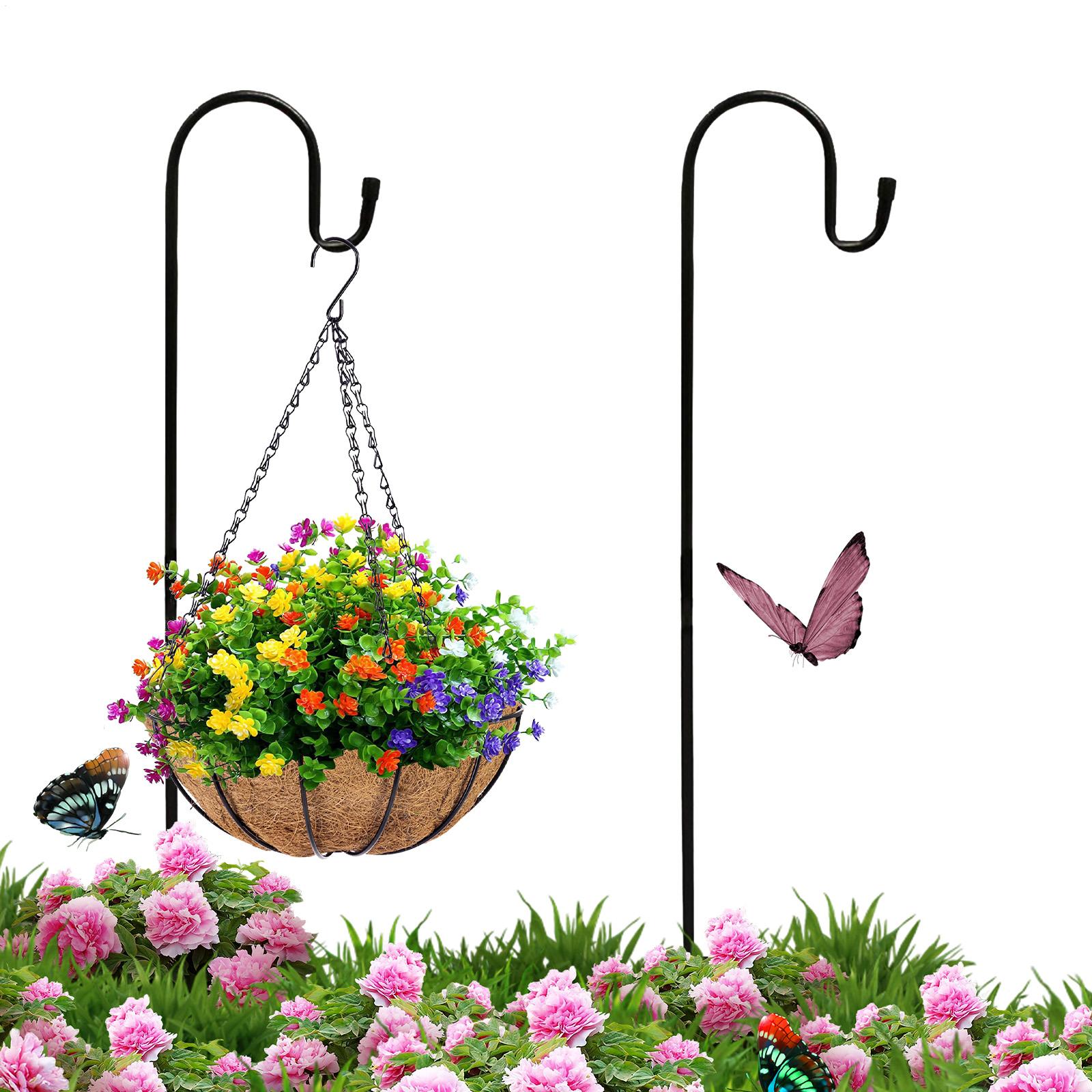 Outdoor Lighting Hooks - ตะขอแขวนอาหารนก 47 นิ้ว เสาไฟโซลาร์โลหะ 2 ชิ้น