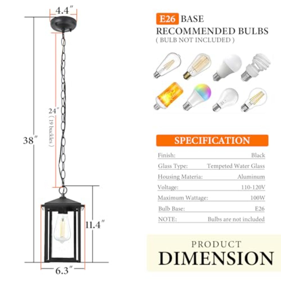 โคมไฟแขวนกลางแจ้งสำหรับระเบียง - Outdoor Lighting Pendant บทวิจารณ์และราคา