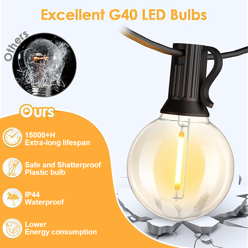 G40 LED ไฟสตริงกลางแจ้ง LED กั - Outdoor Lighting Ideas For Party บทวิจารณ์และราคา