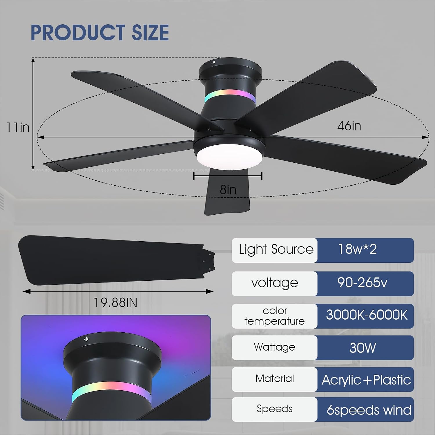 พัดลมเพดานสีดำขนาด 46 นิ้ว พร้ - Outdoor Lighting Lowes บทวิจารณ์และราคา