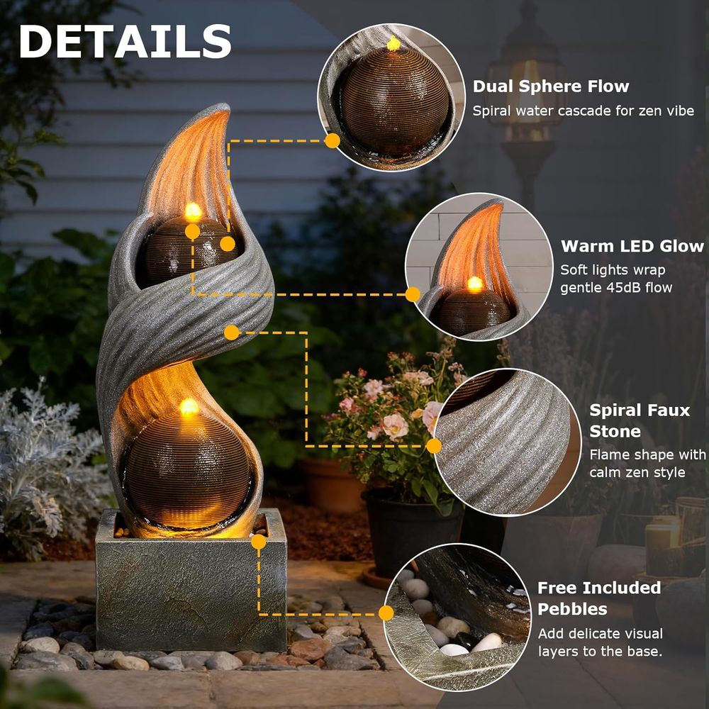 น้ำพุกลางแจ้งขนาดใหญ่ 42.9 นิ้ - Outdoor Zen Lighting บทวิจารณ์และราคา