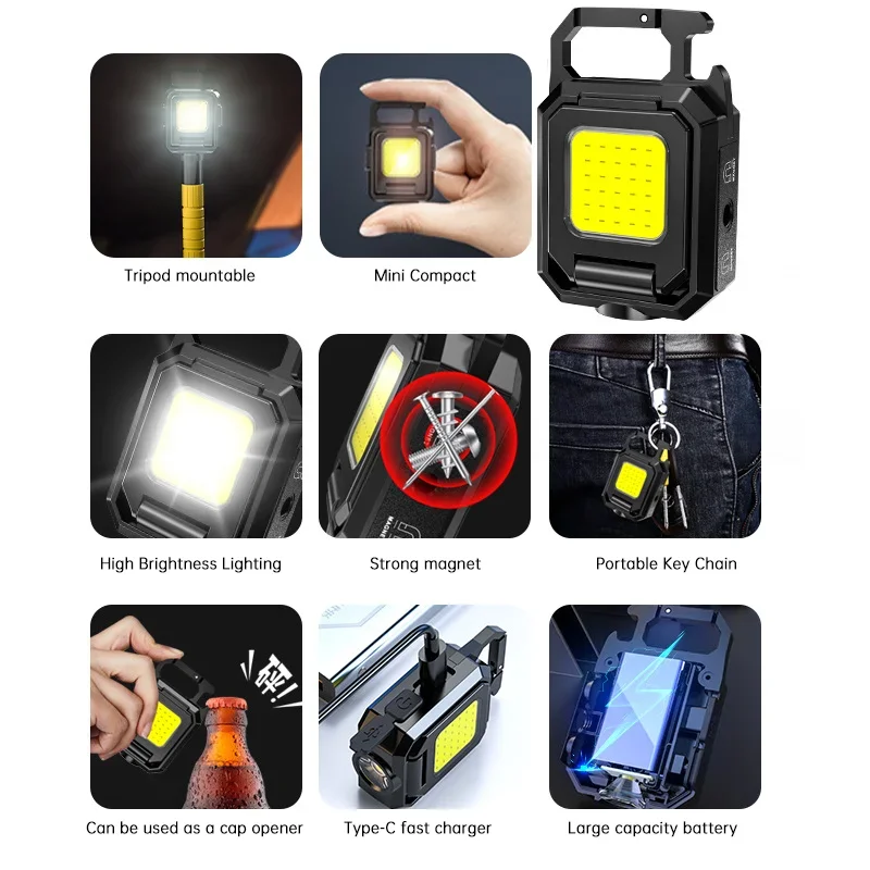 ไฟฉายขนาดเล็กพวงกุญแจไฟ COB ไฟ - Outdoor Lighting Lowes บทวิจารณ์และราคา