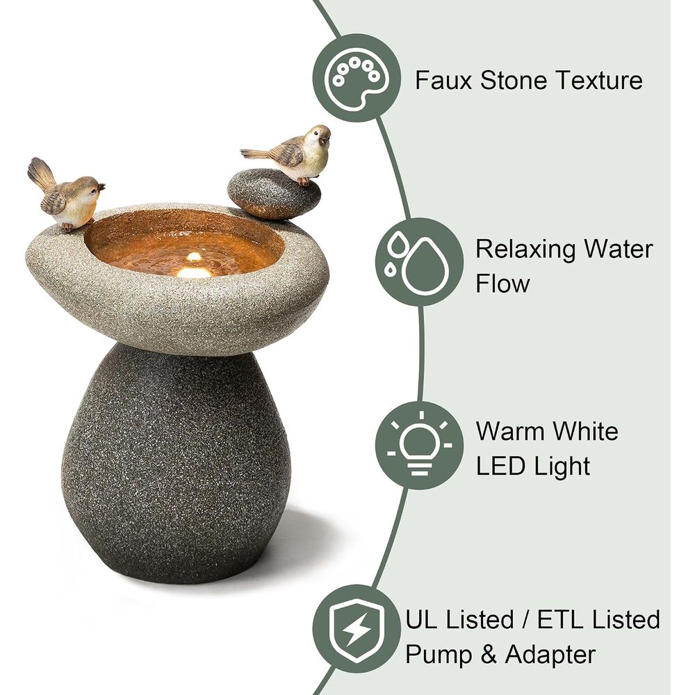 น้ำพุสูง 20.75 นิ้ว พร้อมไฟ LE - Outdoor Zen Lighting บทวิจารณ์และราคา