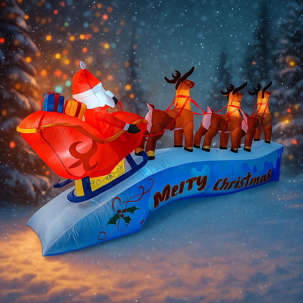 ซานตาคลอสกับรถเลื่อนกวางเรนเดี - Xmas Outdoor Lighting Decorations บทวิจารณ์และราคา