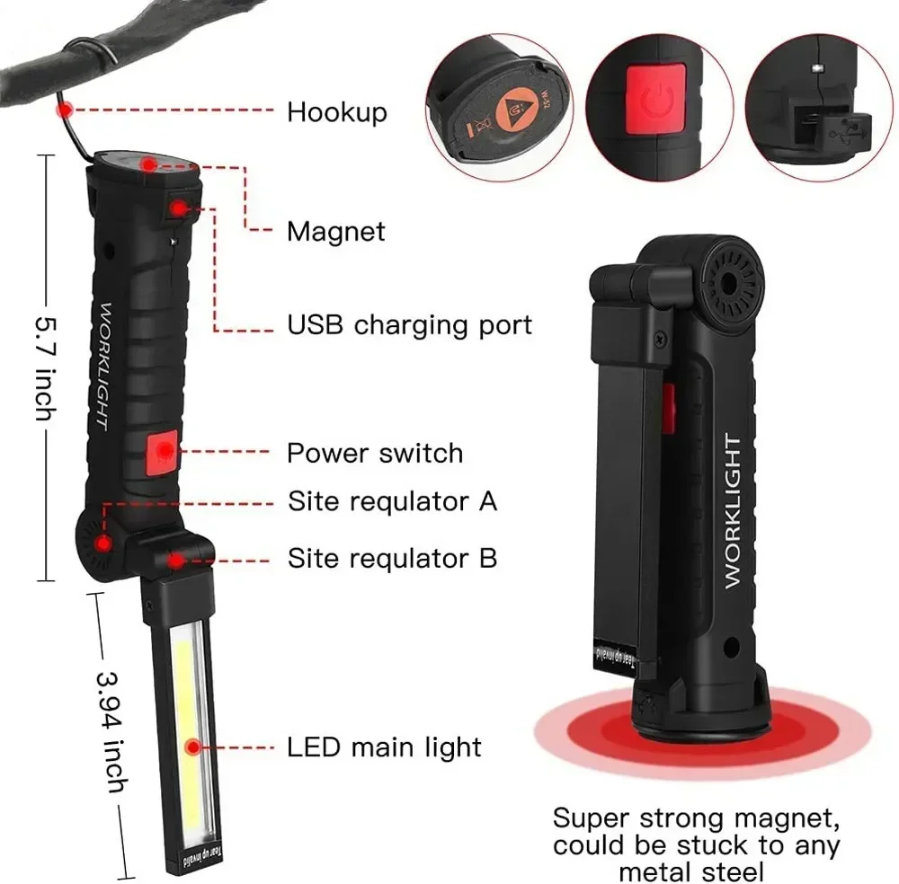 ไฟฉาย LED COB แบบชาร์จไฟได้ผ่า - Outdoor Lighting Lowes บทวิจารณ์และราคา