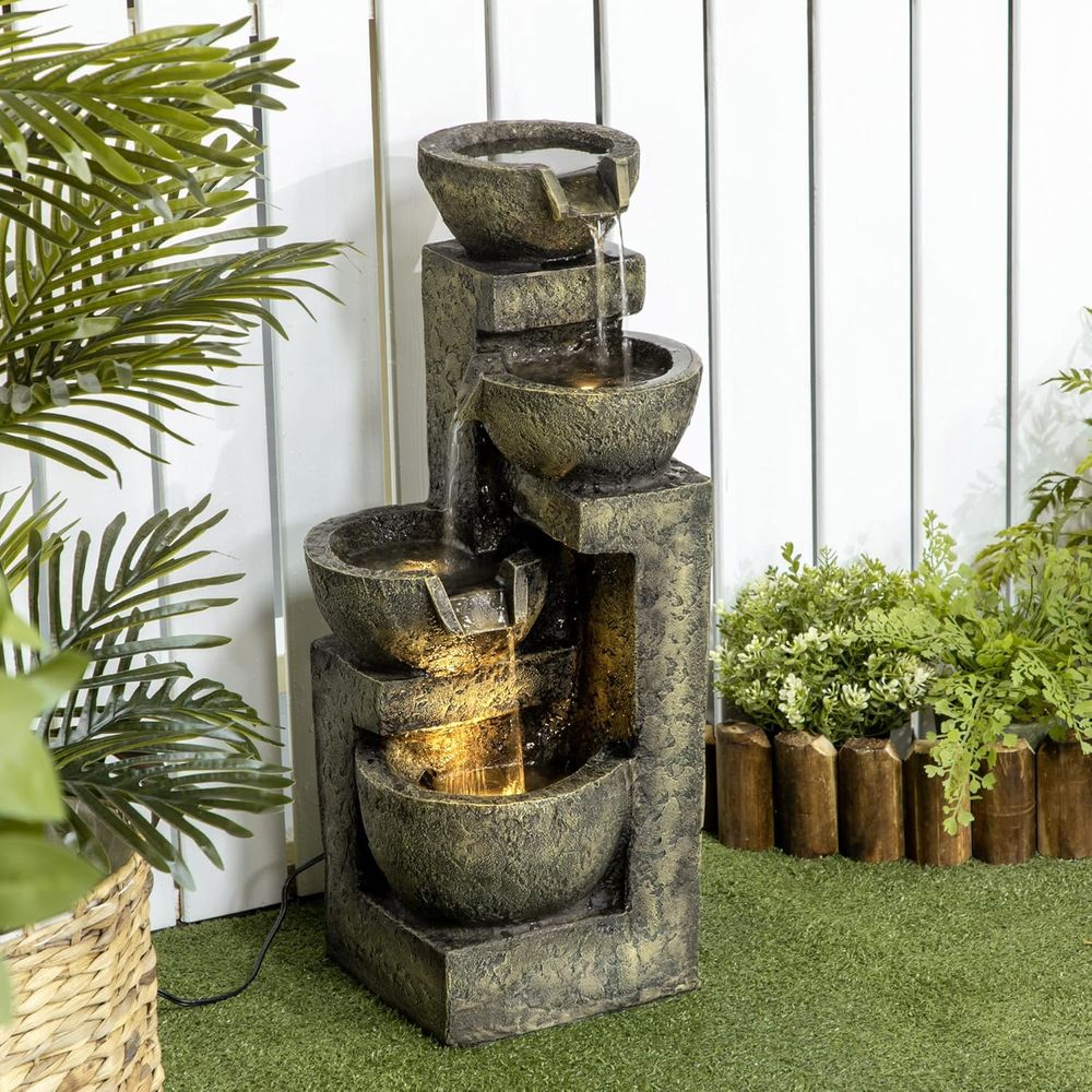 น้ำตกหิน 4 ชั้น พร้อมน้ำไหลเป็ - Outdoor Zen Lighting บทวิจารณ์และราคา