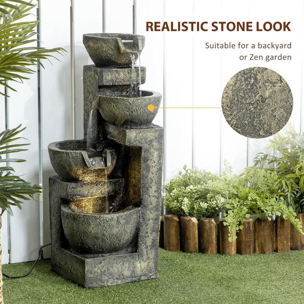 น้ำตกหิน 4 ชั้น พร้อมน้ำไหลเป็ - Outdoor Zen Lighting บทวิจารณ์และราคา