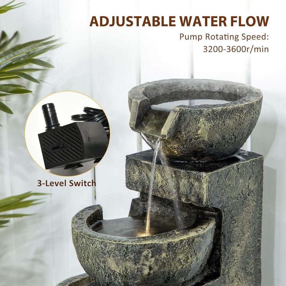 น้ำตกหิน 4 ชั้น พร้อมน้ำไหลเป็ - Outdoor Zen Lighting บทวิจารณ์และราคา